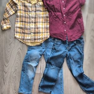 GAP Yellow and Brown Plaid Shirt